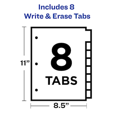 Avery Big Tab Write & Erase Paper Dividers, 8 Tabs, White, Gold Reinforced (23078)