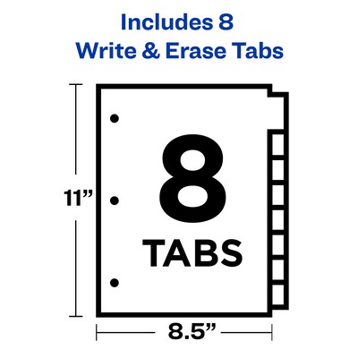 Avery Big Tab Write & Erase Paper Dividers, 8 Tabs, White, Gold Reinforced (23078)