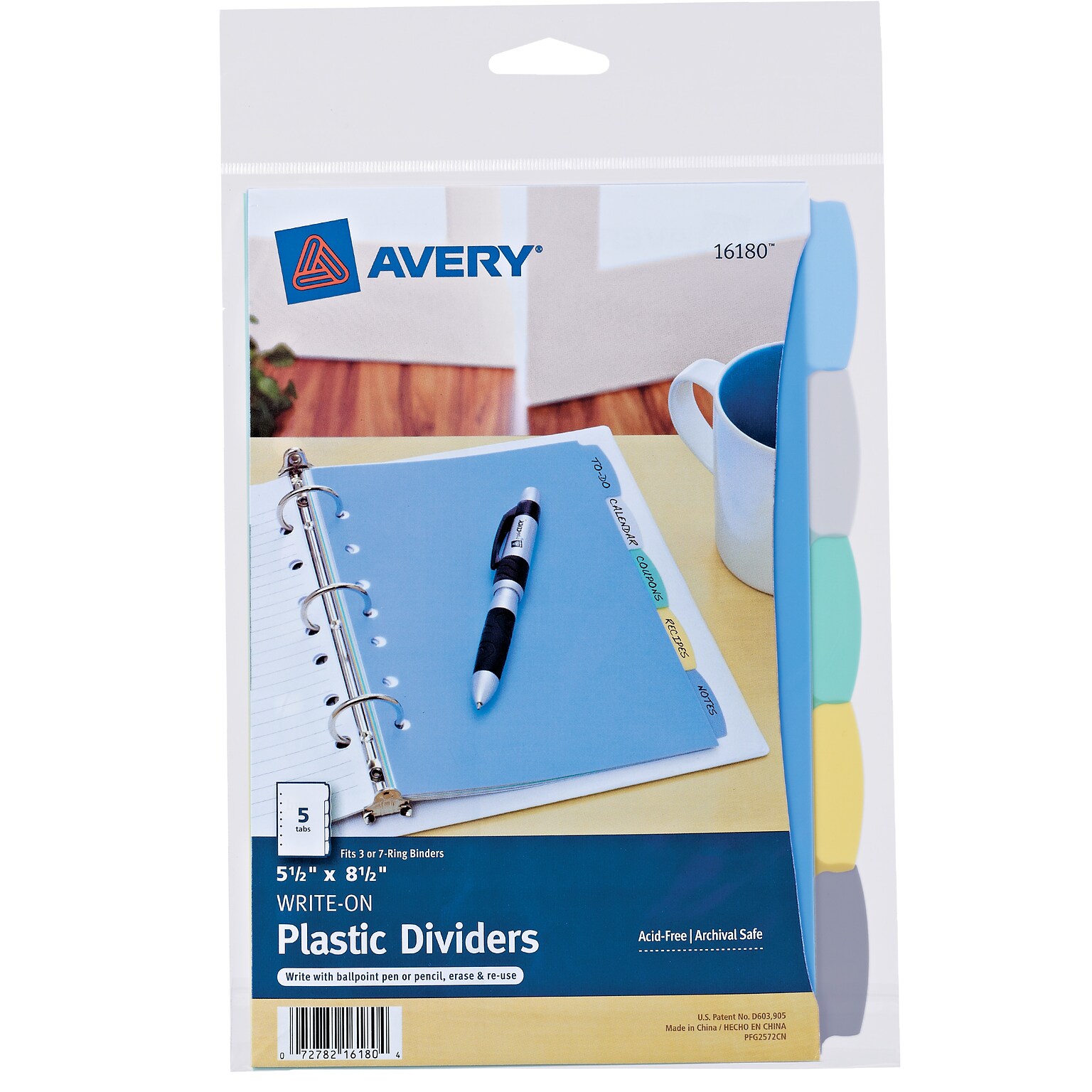 Avery Write & Erase Plastic Mini Dividers, 5 Tabs, Multicolor (16180)