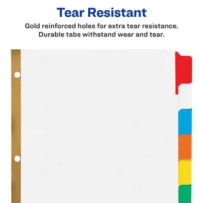 Avery Big Tab Write & Erase Paper Dividers, 5 Tabs, Multicolor, Gold Reinforced (23076)