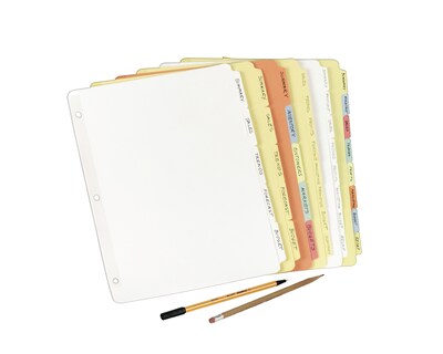 Avery Plain Tab Write & Erase Paper Dividers, 5-Tab, Buff, 36 Sets/Box (11501)