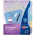 Avery Big Tab Write & Erase Plastic Dividers, 5 Tabs, Multicolor (16170)