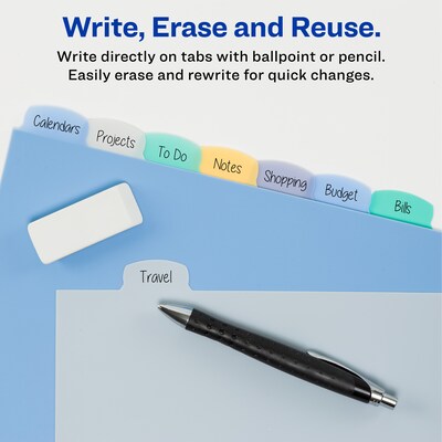 Avery Big Tab Write & Erase Plastic Divider, 8 Tabs, Multicolor, 1 Set (16171)