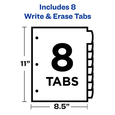 Avery Big Tab Write & Erase Plastic Divider, 8 Tabs, Multicolor, 1 Set (16171)