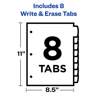 Avery Big Tab Write & Erase Plastic Dividers, 8 Tabs, Multicolor (16171)