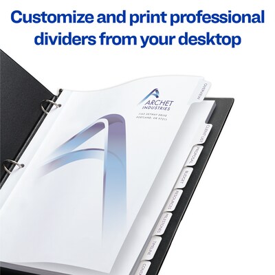 Avery Print-On Paper Dividers, 8 Tabs, White, 25 Sets/Pack (11554)