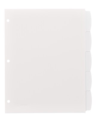 Avery Big Tab Write & Erase Plastic Dividers, 5 Tabs, White (16370)