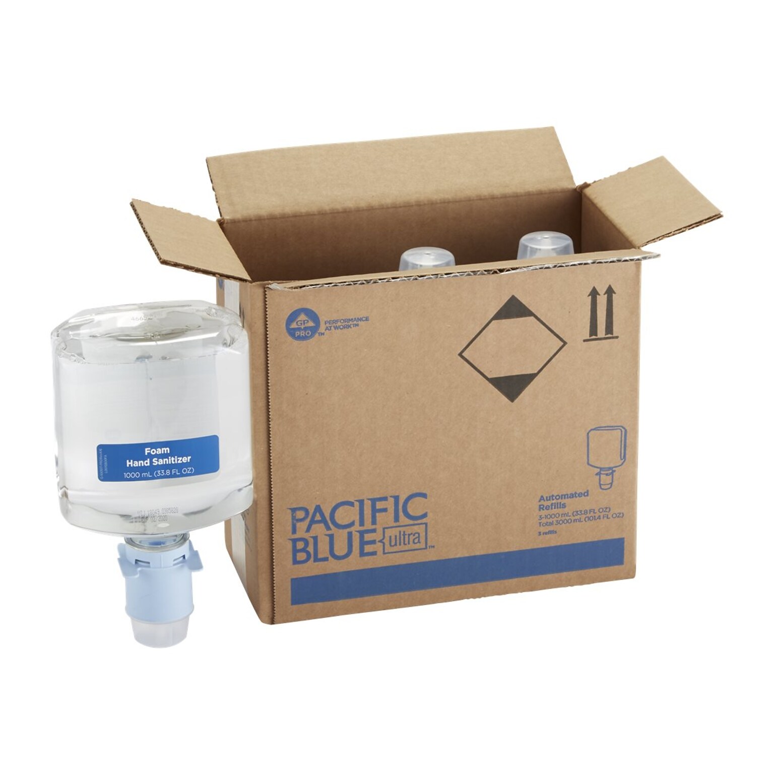 Commercial Dispensing Pacific Blue 1000 mL. Foaming Hand Sanitizer Dispenser Refill, Fragrance Free, 3/CT (43337