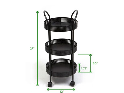 Mind Reader 3-Tier Steel Utility Cart, Black (CROW3-BLK)