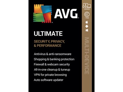 AVG Ultimate 2022 for 5 Devices, Windows/Mac/Android, Download (AVG-ULT20T12ENK-05)