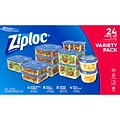 Ziploc Variety Pack Containers with Lids, Assorted Sizes, 24 Pieces/Pack (308674)