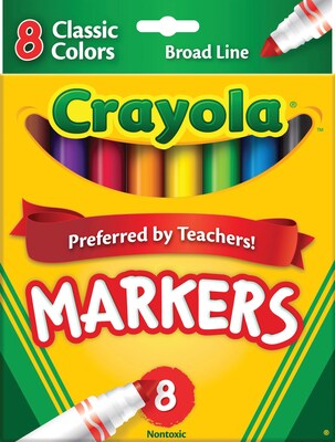 Crayola Kid's Markers, Broad Line, Assorted Colors, 8/Box (58-7708)