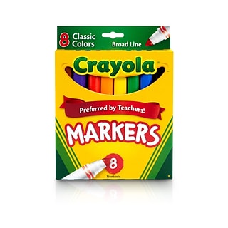 Crayola Kids Markers, Broad Line, Assorted Colors, 8/Box (58-7708)