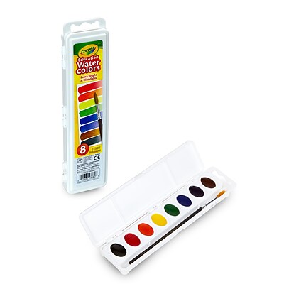 Crayola Oval-Pan Watercolor Mixing Set, Assorted Colors, 8/Set