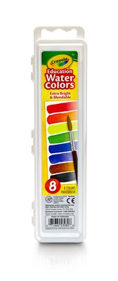 Crayola Oval-Pan Watercolor Mixing Set, Matte Finish, Assorted Colors, 8/Set (53-0080)