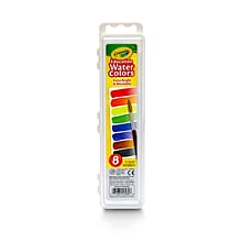 Crayola Oval-Pan Watercolor Mixing Set, Matte Finish, Assorted Colors, 8/Set (53-0080)