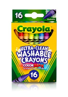Crayola Washable Ultra Clean Crayons, Assorted Colors,16/Box (52-6916)
