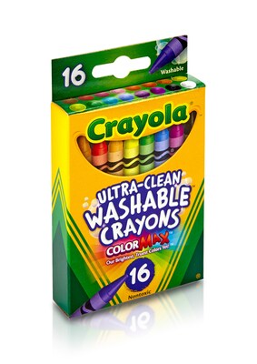 Crayola Washable Ultra Clean Crayons, Assorted Colors,16/Box (52-6916)