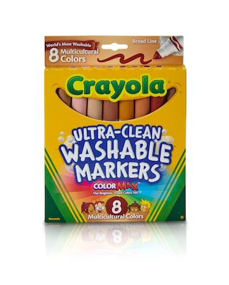 Crayola Multicultural Washable Broad Line Markers, Broad Tip, Assorted Color, 8/Bx (58-7801)