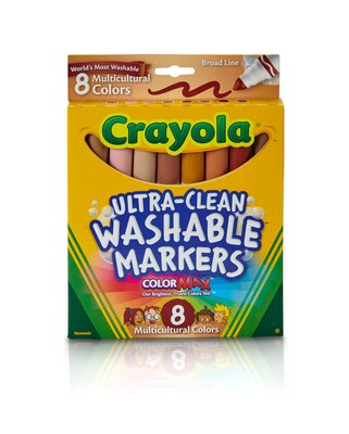 Crayola Multicultural Washable Broad Line Markers, Broad Tip, Assorted Color, 8/Bx (58-7801)