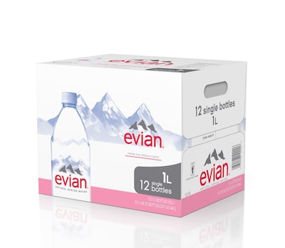 Evian Water, 1 Liter, Pack of 12 (EVI10000)