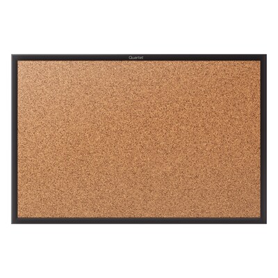 Quartet Classic Cork Bulletin Board, Black Aluminum Frame, 3H x 4W (2304B)