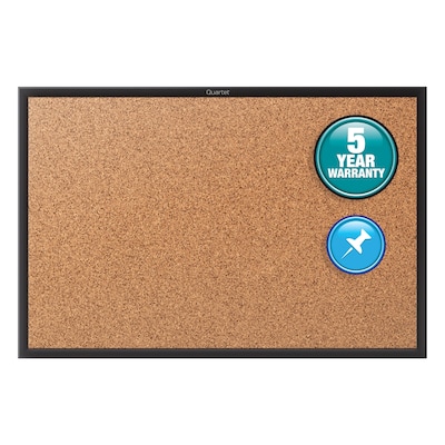 Quartet Classic Cork Bulletin Board, Black Aluminum Frame, 4H x 8W (2308B)