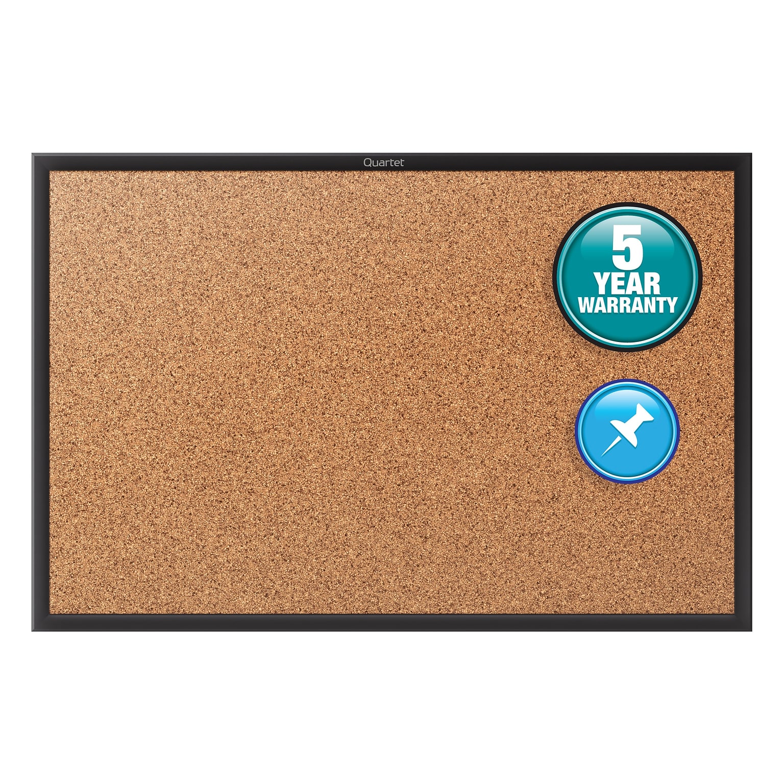 Quartet Classic Cork Bulletin Board, Black Aluminum Frame, 4H x 8W (2308B)