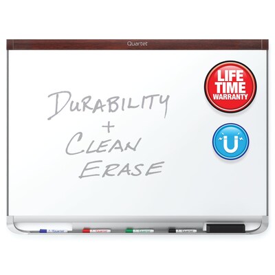 Quartet® Prestige® 2 DuraMax® Porcelain Magnetic Whiteboard, Mahogany Finish Frame, 3W x 2H (P553MP2)