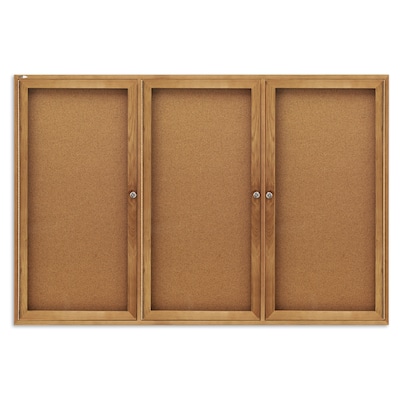 Quartet Cork Enclosed Bulletin Board, Oak Finish Frame, 4H x 6W (367)