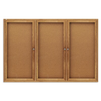 Quartet Cork Enclosed Bulletin Board, Oak Finish Frame, 4H x 6W (367)