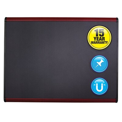 Quartet Prestige Plus Magnetic Fabric Bulletin Board, Mahogany Frame, 2H x 3W (MB543M)