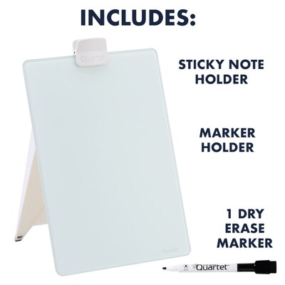 Quartet® Glass Dry-Erase Desktop Easel, White Surface, Frameless, 9"W x 11"H (GDE119)