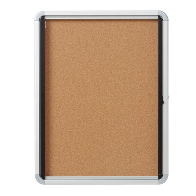 Quartet Cork Enclosed Bulletin Board Aluminum Frame, 21H x 27W (EIHC2721)
