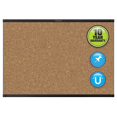Quartet Prestige 2 Magnetic Cork Bulletin Board, Black Aluminum Frame, 2H x 3W (MC244BP2)