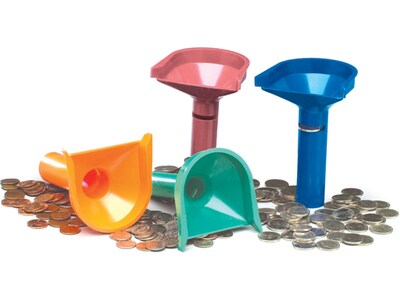 CONTROLTEK Coin Counting Tubes, 1 Compartment, Assorted Colors, 4/Pack (560077)