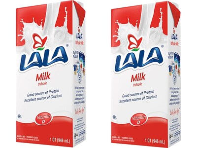 LALA Whole Milk, 32 oz., 2/Pack (307-00187)