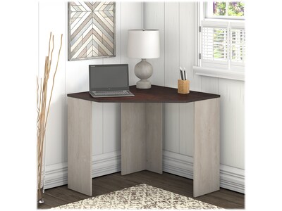 Bush Furniture Townhill 34" Corner Desk, Washed Gray/Madison Cherry (TND134WM2-03)