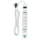 GoGreen Power 6 Outlet Surge Protector 2 USB Port, 6 cord, White - GG-16326USB