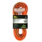 GoGreen Power 25' Indoor/Outdoor Extension Cord, 3-Outlet, 12 AWG, Orange (GG-15225)