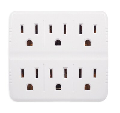 GoGreen Power 6 Outlet Wall Tap 3pk, White - GG-16000TW