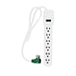 GoGreen Power 6 Outlet Surge Protector, 2.5' Cord, White (GG-16103MS)