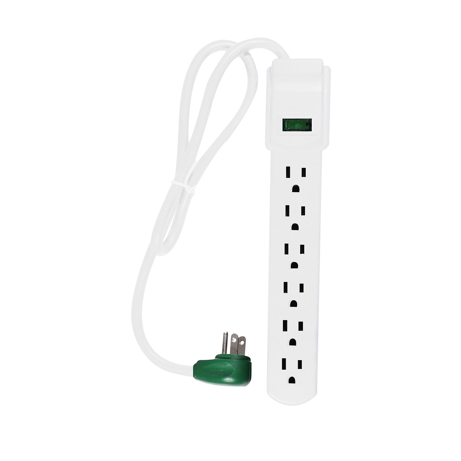 Power by GoGreen 6 Outlet Surge Protector, 2.5 cord, White, GG-16103MS