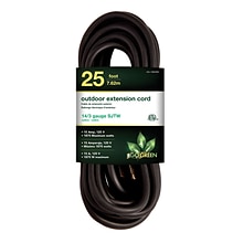 GoGreen Power 25 Indoor/Outdoor Extension Cord, 14 AWG, Black (GG-13825BK)