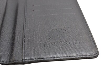 GoGreen Power Travergo Canvas Leather Passport Holder, Black (TR1220BK)