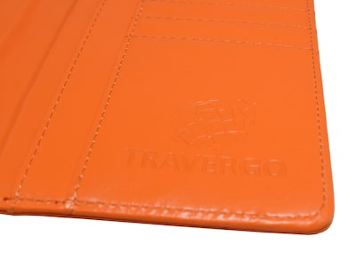 GoGreen Power Travergo PU Leather Passport Holder, Orange (TR1240OR)