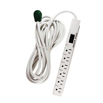 GoGreen Power 6 Outlet Surge Protector, 15ft cord, White - GG-16315-15