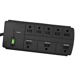 Power by GoGreen 8 Outlet Surge Protector, 6 cord, Black, GG-18316BK
