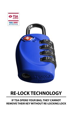 Travergo 4 Digit Combination Lock, Blue (TR1140BL)