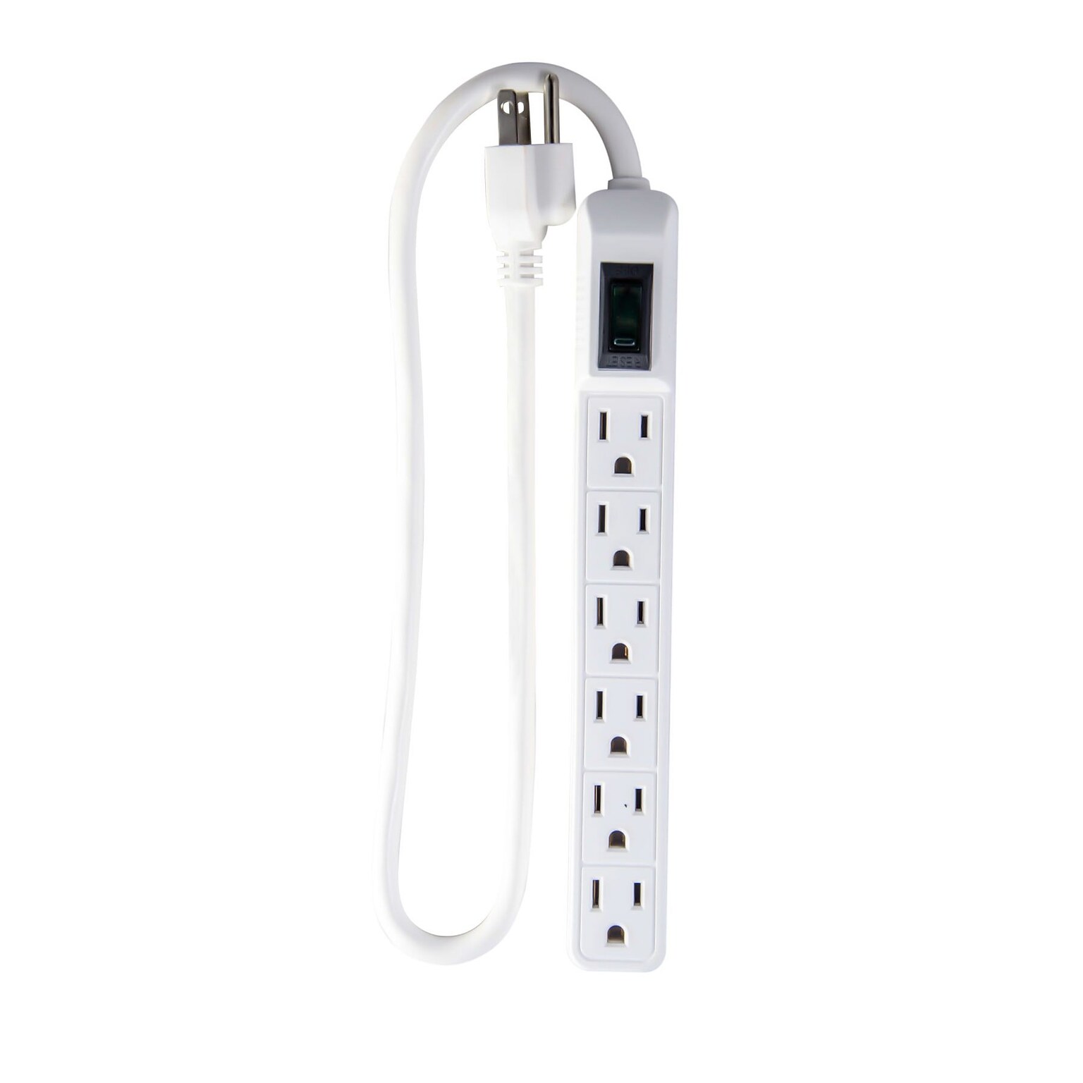 GoGreen Power 6 Outlet Mini Surge Protector, 2 Cord, White (GG-16103MIN)